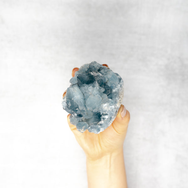 natural blue celestite geode
