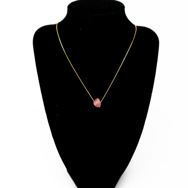 Gold Pink Tourmaline Necklace