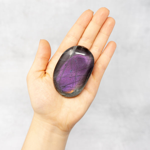 purple labradorite palm stone