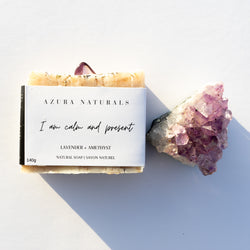 Crystal & Soap Duo | I am calm and present + Amethyst Cluster